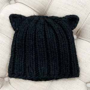 Eugenia Kim Cat ear black wool beanie hat